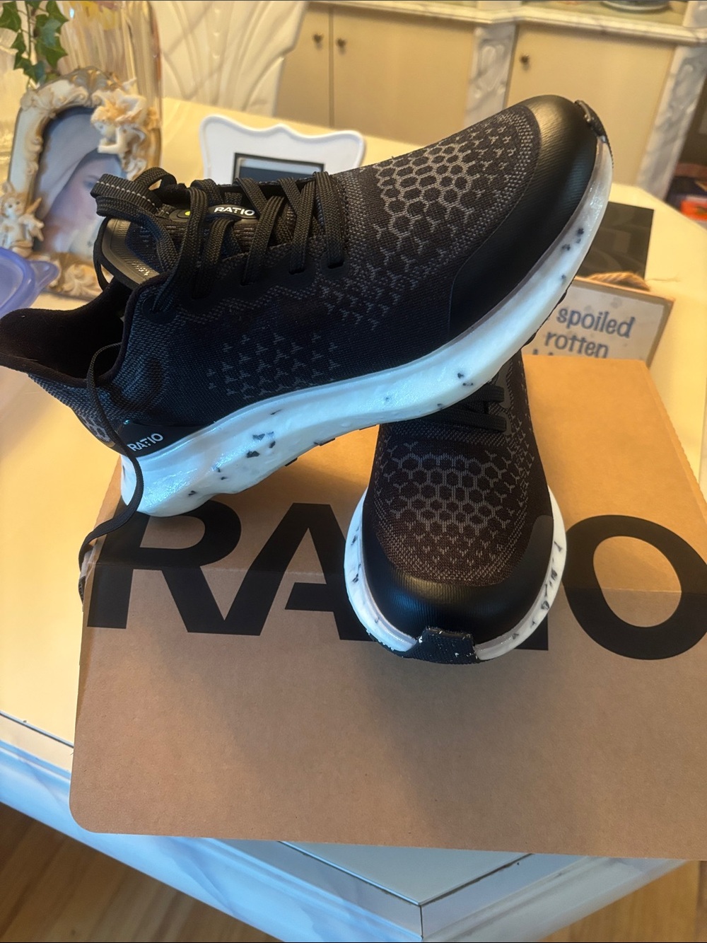 Ratio Black Knit Athletic Sneakers